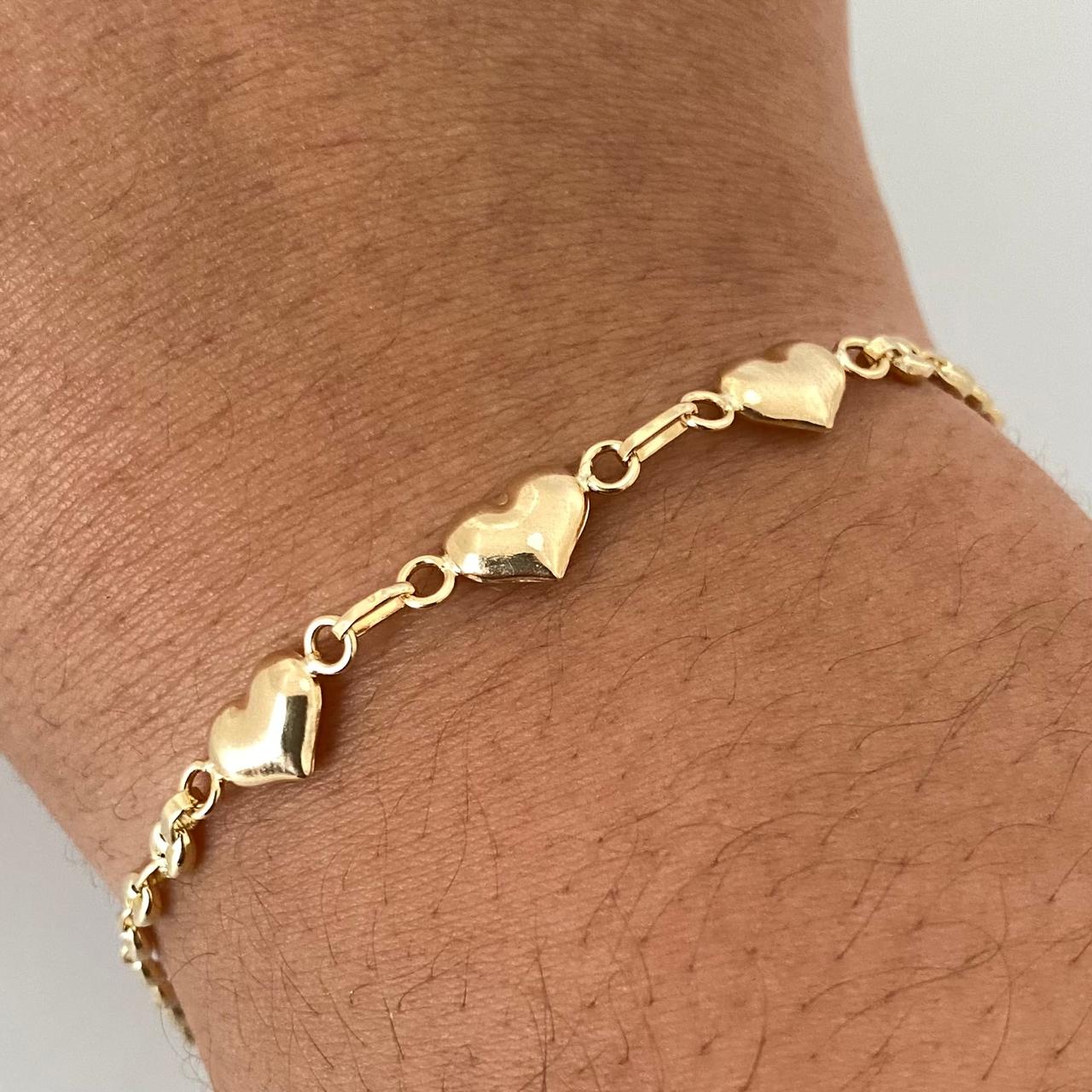 Pulso tejido gc triple corazon inflado Oro amarillo 18k 2,70 Gr / 3,1 mm / 20 Cm Broche 0,15